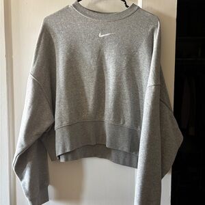 Nike Women's Heather Gray Cropped Hoodie